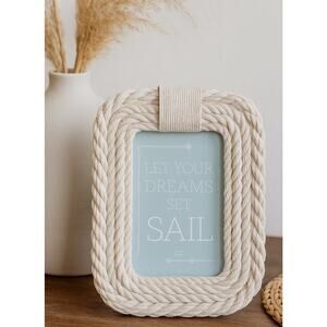 Azzure Nautical Rope Photo Frame 4x6 Coastal Beach Cottage Decor Picture White